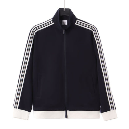 Collision ribbon zipper jacket for men