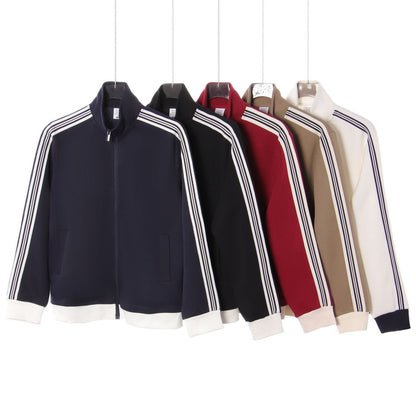 Collision ribbon zipper jacket for men