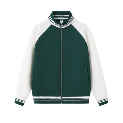 Stand up collar contrasting zipper jacket