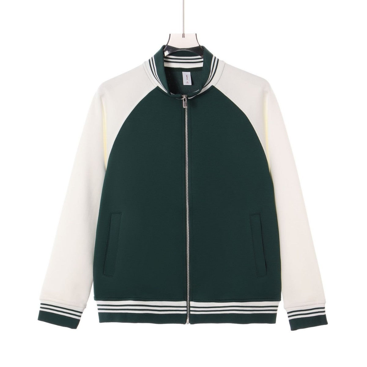 Stand up collar contrasting zipper jacket