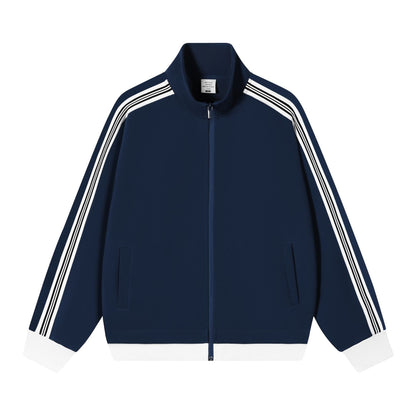 Collision ribbon zipper jacket for men