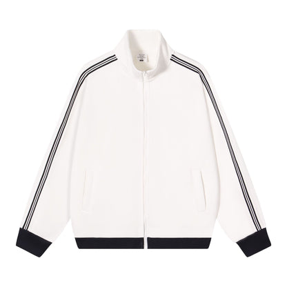 Collision ribbon zipper jacket for men
