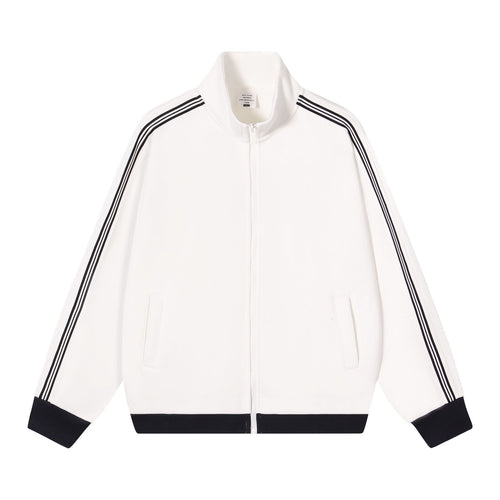Collision ribbon zipper jacket for men