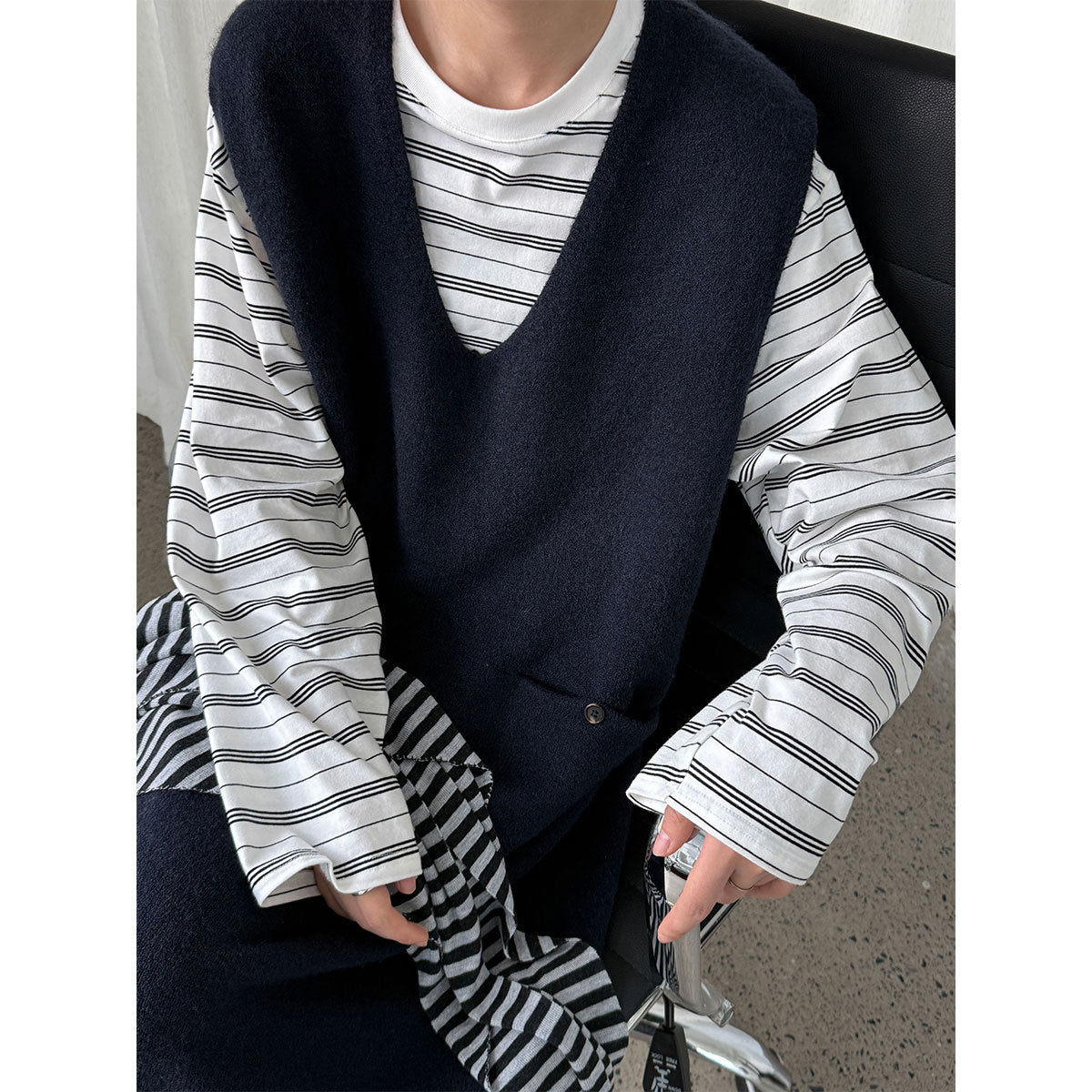 Knit Back Button Loose Sweater Dress for Women, Mid-length Autumn Knit Dress