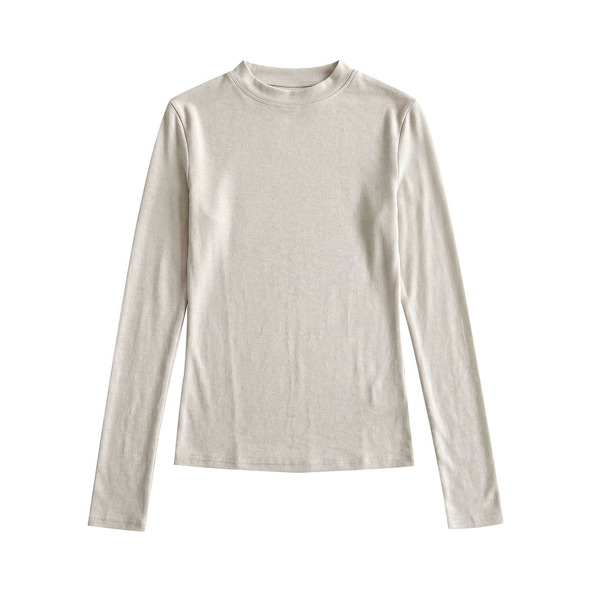 Simple Round Neck Women's Basic T-Shirt Autumn  New Style Slim Fit Stretch Long Sleeve Inner Wear