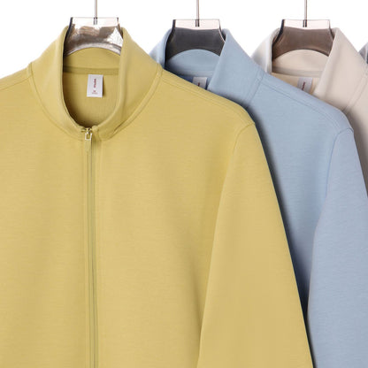 Zipper stand up collar cardigan jacket